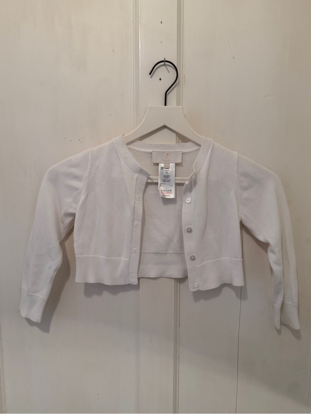 Jacadi Girls Ivory Cropped Cotton Cardigan – Size 4A